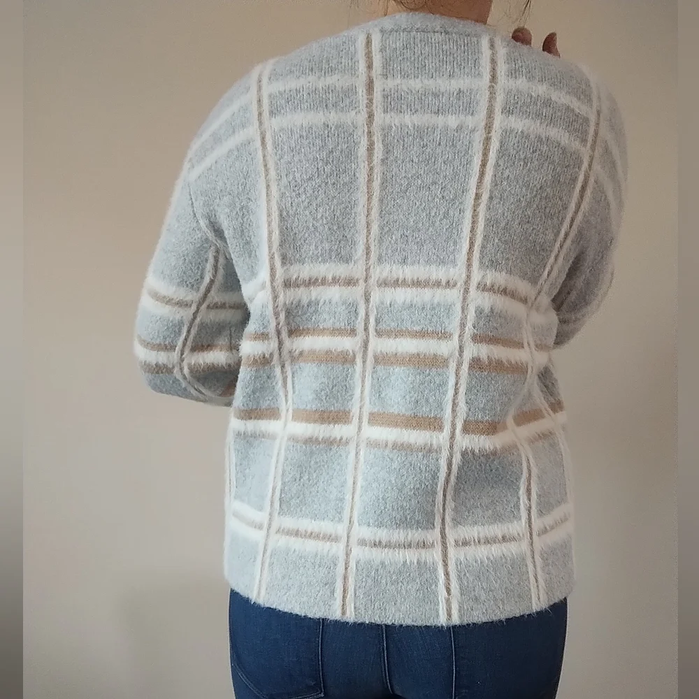Cliche Elegant Plaid Women's Cardigan XS